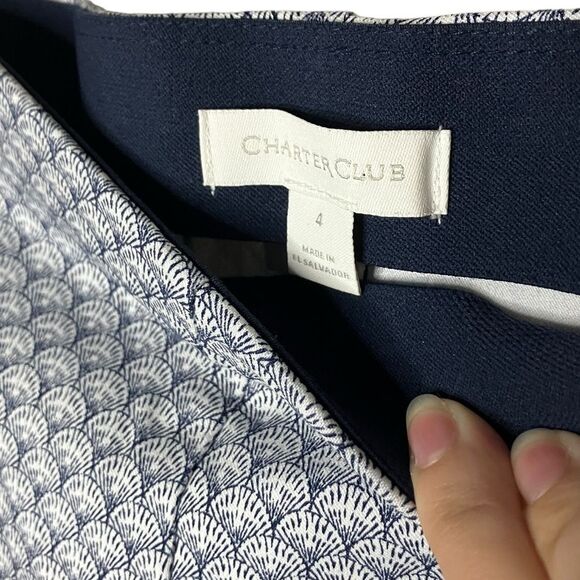 NEW Charter Club Nautical Capris Shell Print Stretch Comfort Red White Blue 4 - Picture 5 of 7